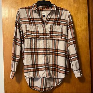 Universal Thread Orange and Tan Plaid Shirt